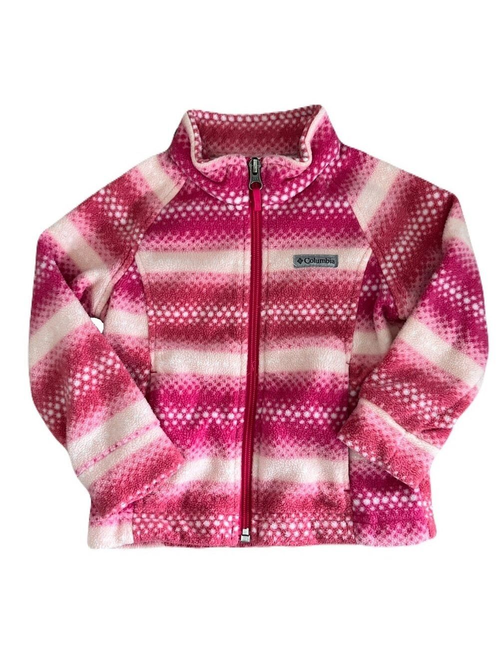 Columbia Pink and Cream‎ Striped Fleece Jacket